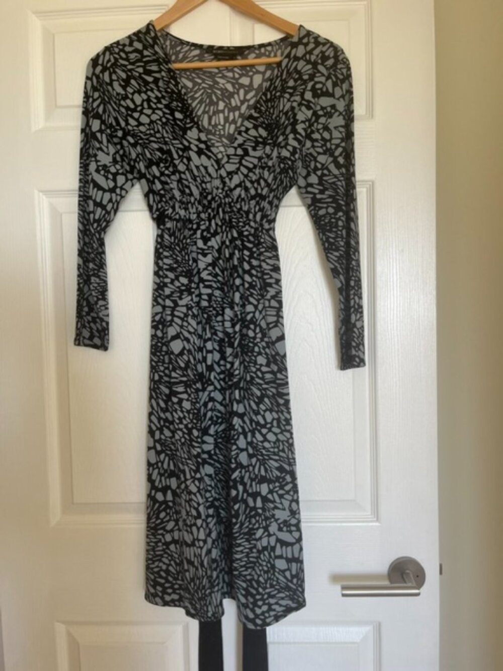 BCBC Maxazria Black & Gray Wrap Tie Dress - Size S